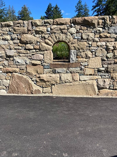 Dry stone window in Salt Spring Island, CA