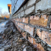 A brick wall after waterproofing.