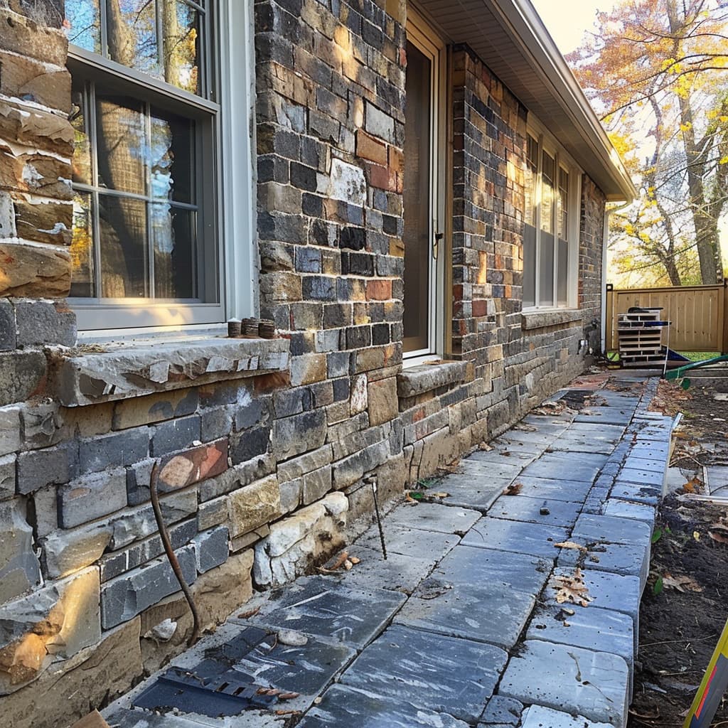 A stone house with a tuckpointing service.